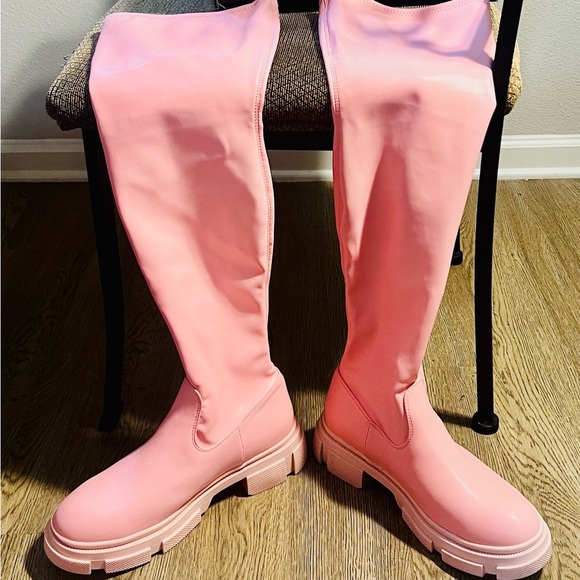 Cape Robbin Baby Pink Thigh High Campi Platform Boots - Size 11 - Picture 3 of 14